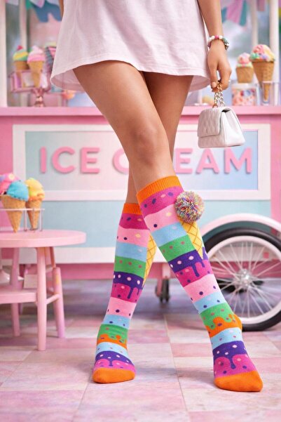 Katia&Bony Сладоледени шарени чорапи до коляното за момиче