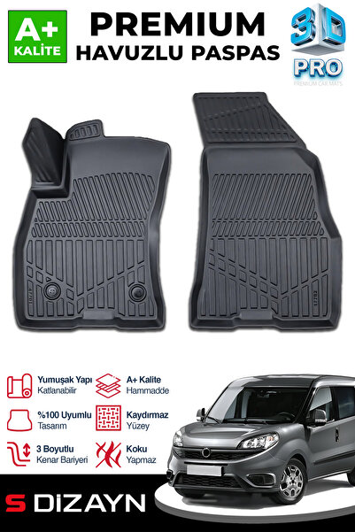 S Dizayn S-Dizayn Fiat Doblo Panelvan 3D Pro Havuzlu Ön 2'li Paspas 2010-2023...