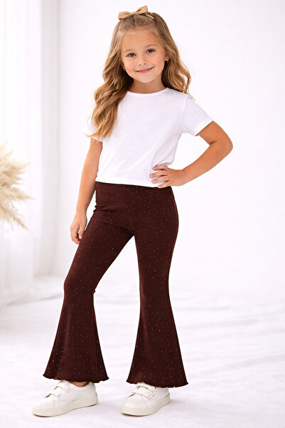 İncili Stone Detailed Flared Girls' Leggings – Flexible Fabric, Stylish Desig...