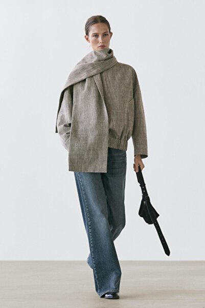 Massimo Dutti Atkılı melanj bomber ceket