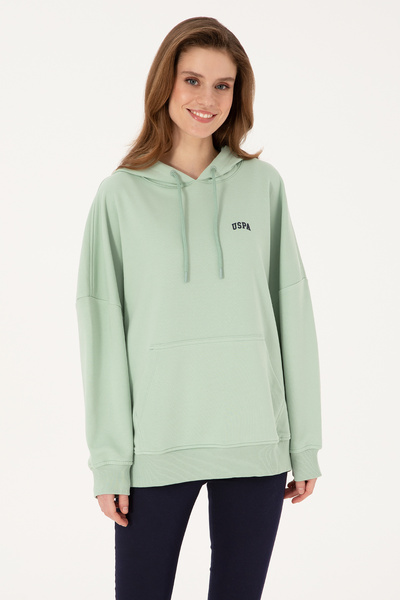U.S. Polo Assn. Kadın Su Yeşili Kapüşonlu Basic Sweatshirt 50297324-VR048