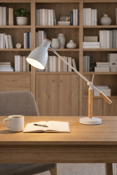 Apliqa HubRom Table Lamp, MARMO Desk Lamp 4082-01-WH 44x63 cm 1xE27-60W White...