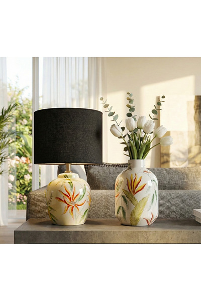 PINALE ART El Yapımı Seramik Abajur 42x30x30cm