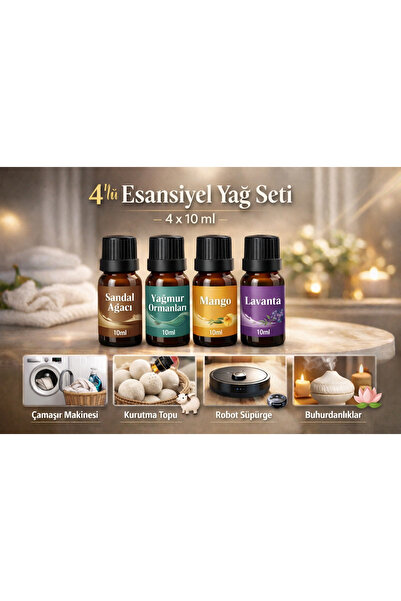 luvroshe 4'lü set Çamaşır Parfümü & Çamaşır Kokusu Esansiyel Yağ 10 ml