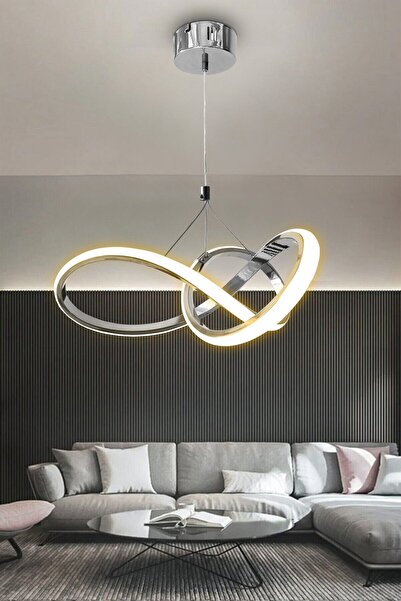 RSCOLLECTIONS 3 Renk Kumandalı Dimmerli Krom Modern Sarkıt Led Avize 4 Mod