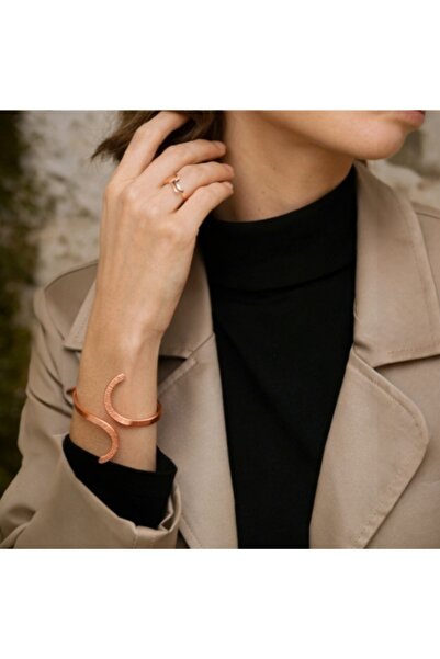 COPPERMS اليدوية النحاس النقي الهلال نموذج سوار سوار المجال المغناطيسي