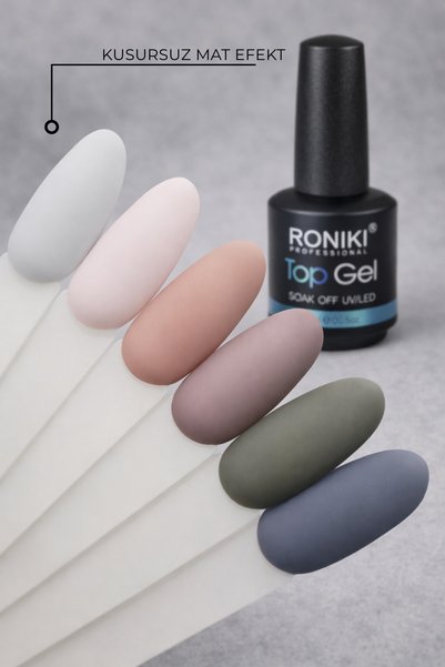 RONIKI Professional Mat Velvet No Wipe Top Coat Orta Yoğun Kıvam 15 ml