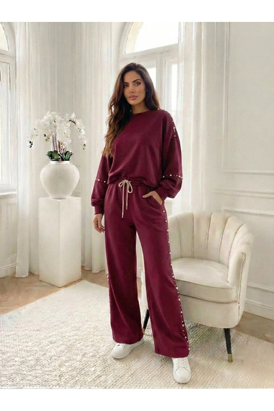 UniqueStore.ro Costum bordo supradimensionat cu perle