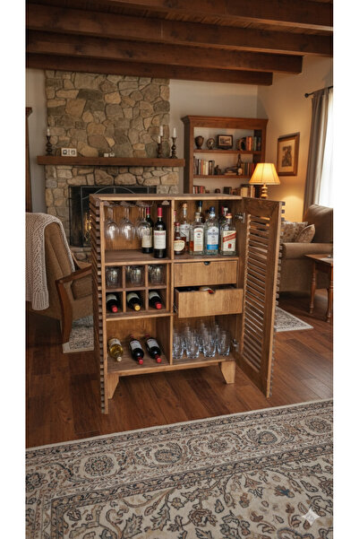 ViraHome Ahşap ve Metal Dekorasyon Özel Tasarım Masif Ahşap Izgara Kapaklı Mi...