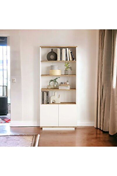 L'occi Concept Delphin Kitaplık Raf 2 Kapaklı Raflı 168cm Çam-Beyaz DLP16-AW