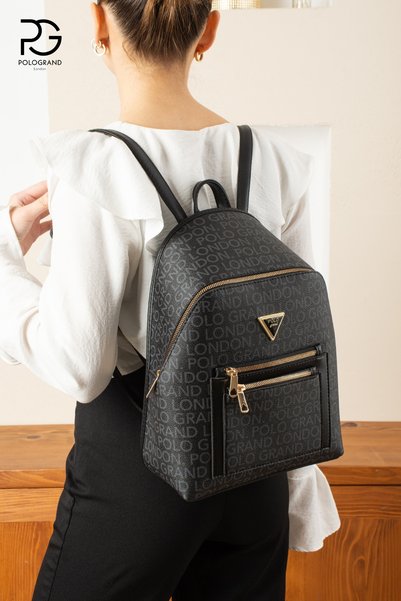POLOGRAND London Original Women's Luxury Special Gift Boxed Multi-Compartment Large Volume Adjustable Strap Comfort Model Stylish Backpack with 3 Compartments Suitable for School, University, Shopping, Work, Office and Daily Use