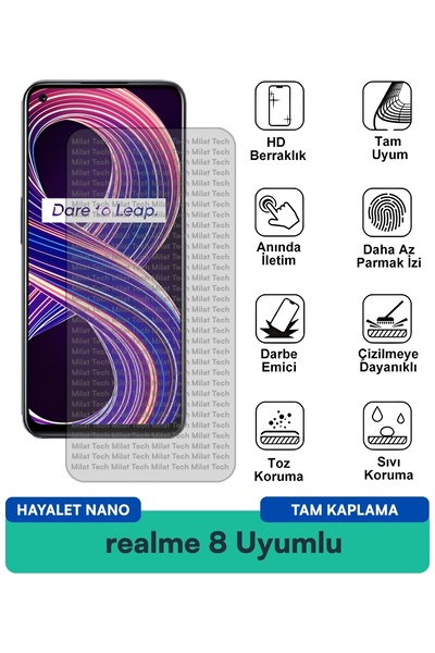 Milat Tech فيلم حماية الشاشة ريلمي 8 هايلايت نانو مقاوم للخدوش والصدمات