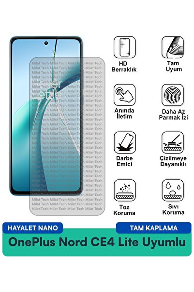 Milat Tech طبقة حماية للشاشة من OnePlus Nord CE4 Lite Hayalet Nano مقاومة للخ...