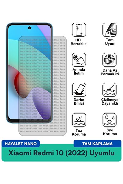 Milat Tech فيلم حماية الشاشة Xiaomi Redmi 10 (2022) Ghost Nano مقاوم للخدوش و...