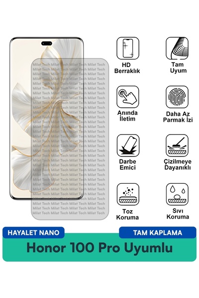 Milat Tech Honor 100 Pro Hayalet Nano طبقة حماية للشاشة مضادة للخدش ومضادة للبقع
