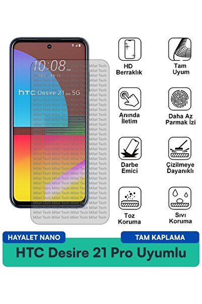 Milat Tech طبقة حماية للشاشة من HTC Desire 21 Pro Hayalet Nano، سطح محمي للخص...