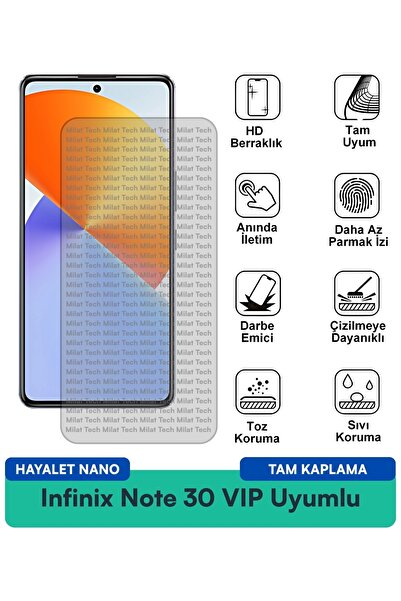 Milat Tech فيلم حماية الشاشة Infinix Note 30 VIP Hayalet Nano مقاوم للخدوش وا...
