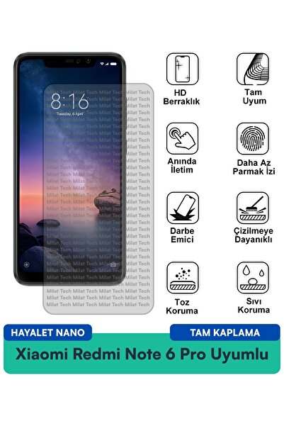 Milat Tech فيلم حماية الشاشة Xiaomi Redmi Note 6 Pro Hayalet Nano مضاد للخدش ...