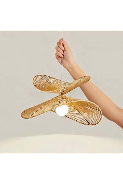 burenze Modern Boheme Rustik Hasır Sarkıt Avize Salon Yatak Odası Avize Ratta...