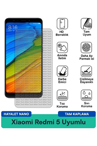 Milat Tech فيلم حماية الشاشة Xiaomi Redmi 5 Hayalet Nano هيكل مرن وخصوصية كاملة