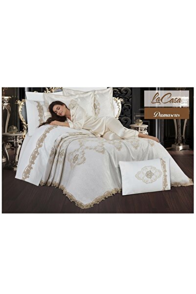 LACASA HOME LINEN DAMASCUS JAKARLI PAMUK BROCARD 5 D DAMASK NAKIŞLI ÇİFT KİŞİ...