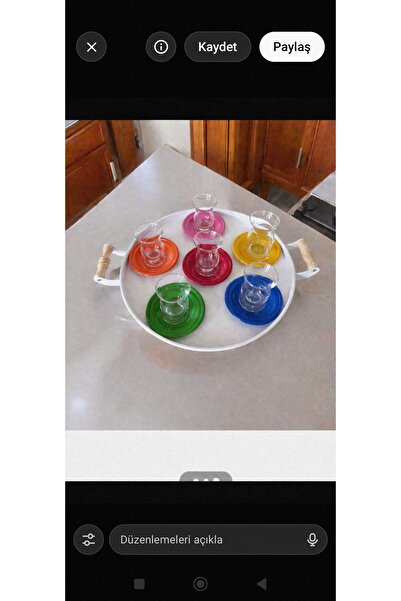 EceAksesuar طبق شاي معدني - قاعدة أكواب - طبق شاي ملون - طبق شاي ملون مقاوم ل...