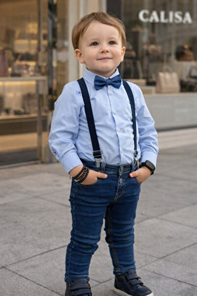 ALARA REYHAN Boys Shirt Bow Tie and Suspender Jeans Pants Jean Suit |   Holid...