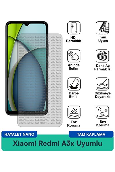 Milat Tech طبقة حماية للشاشة من Xiaomi Redmi A3x Hayalet Nano مقاومة للخدوش و...