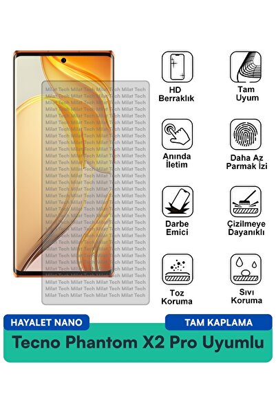 Milat Tech فيلم حماية الشاشة Tecno Phantom X2 Pro Hayalet Nano مقاوم للخدوش و...