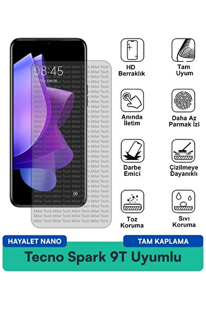 Milat Tech فيلم حماية الشاشة Tecno Spark 9T Hayalet Nano مقاوم للخدوش والصدمات