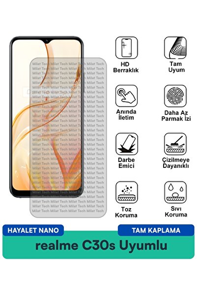 Milat Tech فيلم حماية الشاشة من Realme C30s Hayalet Nano، حماية طويلة الأمد ض...
