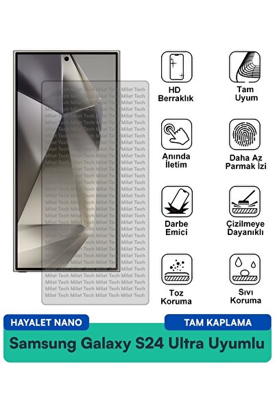 Milat Tech فيلم حماية شاشة سامسونج جالاكسي S24 الترا هايلايت نانو مقاوم للخدو...