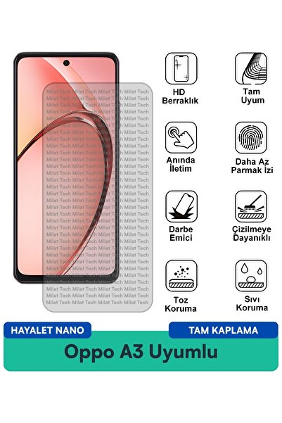 Milat Tech طبقة حماية للشاشة من Oppo A3 Ghost Nano مضادة لبصمات الأصابع