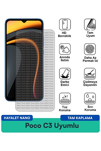 Milat Tech فيلم حماية الشاشة Poco C3 Ghost Nano يوفر حماية رقيقة للخصوصية