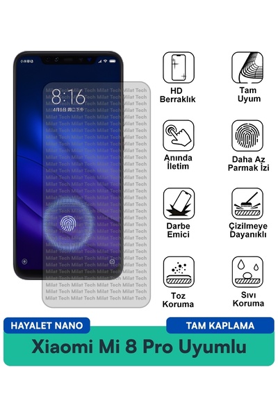 Milat Tech فيلم حماية الشاشة Xiaomi Mi 8 Pro Ghost Nano ذو ملمس ناعم عند اللمس
