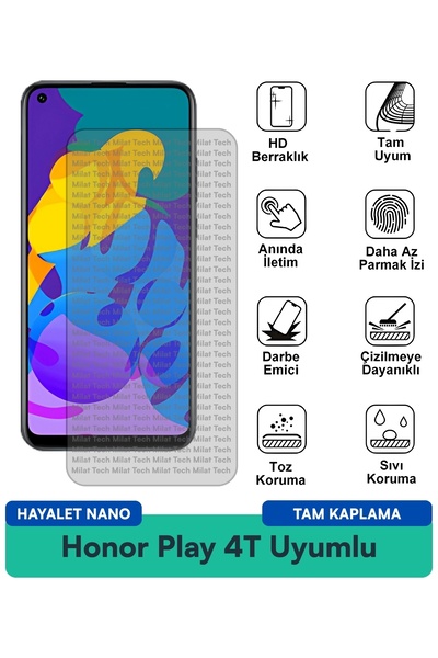 Milat Tech فيلم حماية الشاشة Honor Play 4T Hayalet Nano مقاوم للخدوش والصدمات