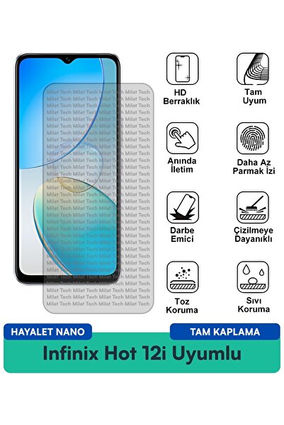 Milat Tech فيلم حماية الشاشة Infinix Hot 12i Hayalet Nano سهل التركيب ومقاوم ...