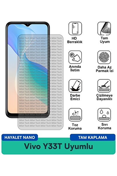 Milat Tech فيلم حماية الشاشة Vivo Y33T Hayalet Nano يمنع بصمات الأصابع ومضاد ...