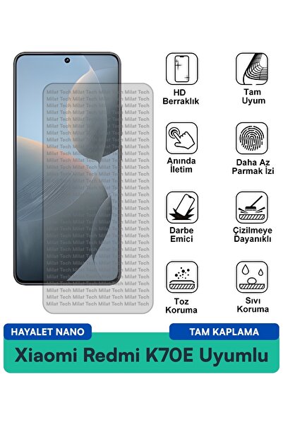 Milat Tech فيلم حماية الشاشة Xiaomi Redmi K70E Hayalet Nano للخصوصية ضد الخدوش