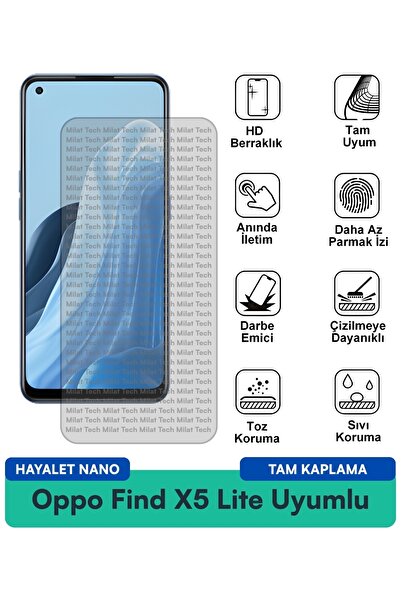 Milat Tech طبقة حماية شاشة Oppo Find X5 Lite Hayalet Nano هيكل رقيق وسهل التركيب