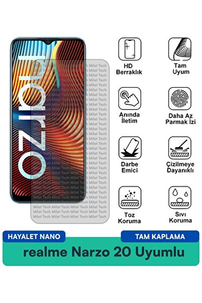Milat Tech فيلم حماية الشاشة Realme Narzo 20 Ghost Nano مقاوم للخدوش والصدمات