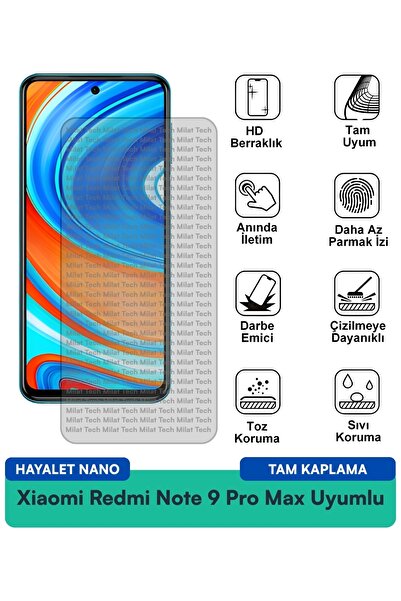 Milat Tech واقي شاشة نانو شفاف لهاتف شاومي ريدمي نوت 9 برو ماكس مع حماية للخص...