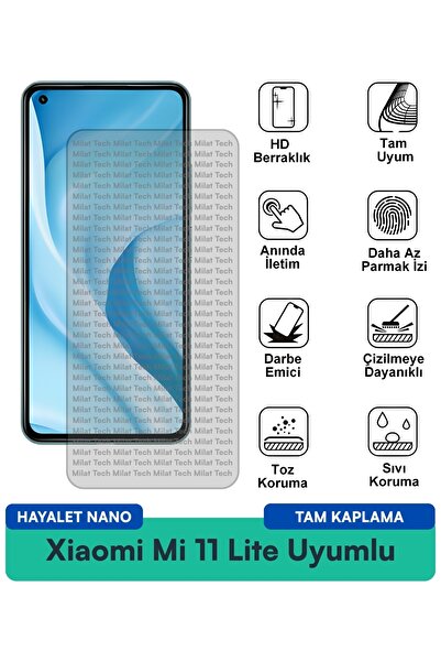 Milat Tech طبقة حماية للشاشة من Xiaomi Mi 11 Lite Hayalet Nano مقاومة للخدوش ...