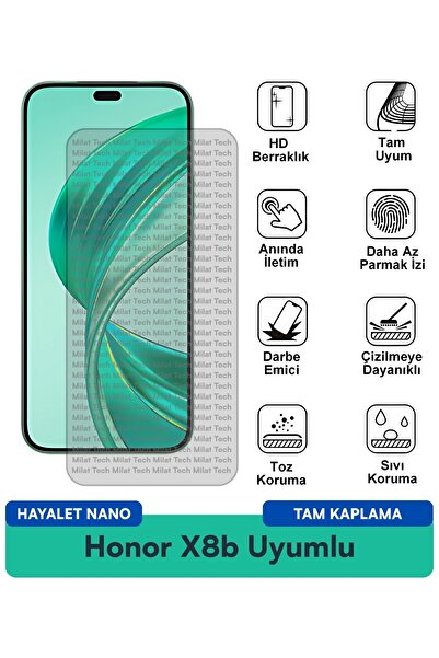 Milat Tech فيلم حماية الشاشة Honor X8b Hayalet Nano حماية طويلة الأمد من البقع