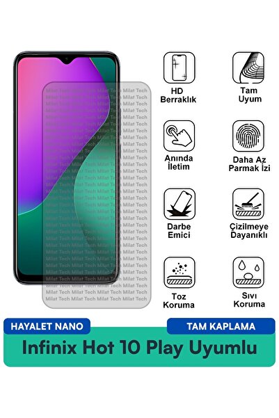 Milat Tech فيلم حماية الشاشة Infinix Hot 10 Play Hayalet Nano مقاوم للخدوش وا...