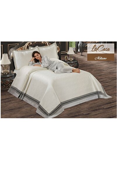 LACASA HOME LINEN MILANO JAKARLI PAMUK BROCARD NAKIŞ BANDLI ÇİFT KİŞİLİK YATA...