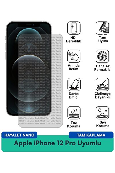 Milat Tech طبقة حماية للشاشة من نوع Apple iPhone 12 Pro Ghost Nano، سطح محمي ...