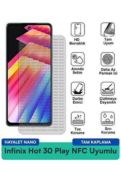 Milat Tech فيلم حماية الشاشة Infinix Hot 30 Play NFC Hayalet Nano مقاوم للخدو...