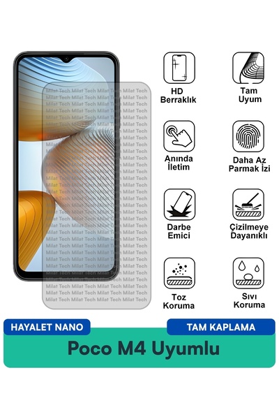 Milat Tech طبقة حماية للشاشة من Poco M4 Ghost Nano مقاومة للخدوش والصدمات