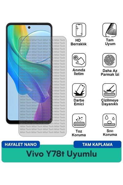 Milat Tech فيلم حماية الشاشة Vivo Y78t Hayalet Nano لحماية الخصوصية